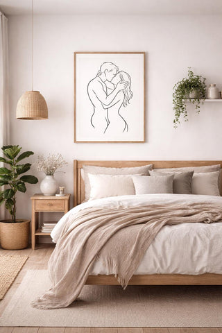 Minimalist Couple Line Art Print | Abstract Romantic A4 Wall Decor