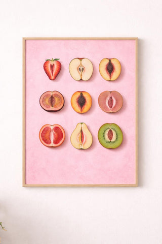 Set of 3 Fruit Still Life Prints, Pink Botanical Art, Modern Decor (A4/A3)