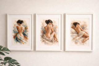 Figurative Nude Wall Art Set of 3 – A4 Female Form Prints – Neutral Bedroom Decor – Modern Impressionist Artwork – Minimal Gallery Wall Art
