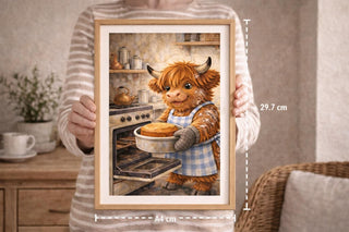 Highland Cow Baking Print Set | Cottage Kitchen A4 Wall Art