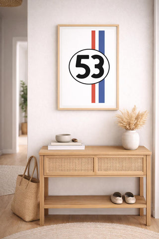 Herbie #53 Racing Art Print | Retro VW Beetle Motorsport Decor