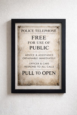 Dr Who TARDIS Police Telephone Sign | Vintage Sci-Fi A4 Print (Physical)