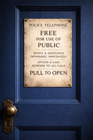 Dr Who TARDIS Police Telephone Sign | Vintage Sci-Fi A4 Print (Physical)