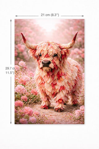 Highland Cow Floral Art Print Set | Botanical Animal Illustration