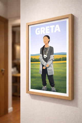 Greta Thunberg A4 Print | Minimalist Eco Warrior Portrait