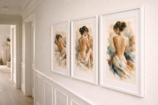 Figurative Nude Wall Art Set of 3 – A4 Female Form Prints – Neutral Bedroom Decor – Modern Impressionist Artwork – Minimal Gallery Wall Art