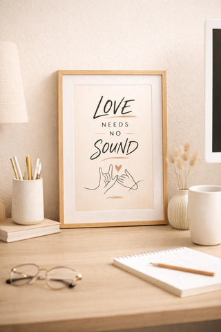 Love Needs No Sound BSL Print – British Sign Language Wall Art (A4 Unframed)