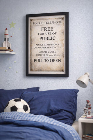 Dr Who TARDIS Police Telephone Sign | Vintage Sci-Fi A4 Print (Physical)
