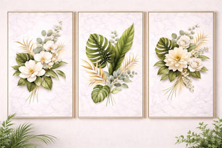 Set of 3 Neutral Botanical Prints | Luxury Floral Wall Art, Minimalist Poster (A4/A3)