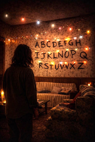 Stranger Things Inspired Poster | Retro Sci-Fi Horror Print (A4) Alphabet Wall Lights