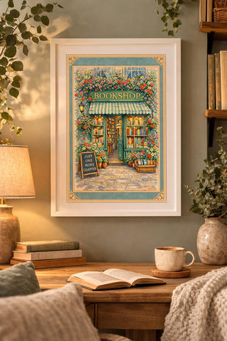 Bookshop Print – "Just One More Chapter" Literary Wall Art (A4 A3)