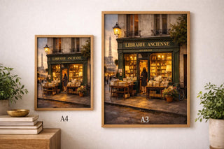 Paris Bookshop Print – Vintage Street Scene, Book Lover Gift (A3 A4)