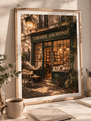 Paris Bookshop Print – Vintage Street Scene, Book Lover Gift (A3 A4)