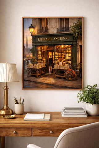 Paris Bookshop Print – Vintage Street Scene, Book Lover Gift (A3 A4)