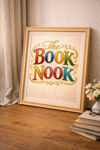 The Book Nook Print | Colourful Reading Corner Wall Art | Book Lover Poster (A4, A3)