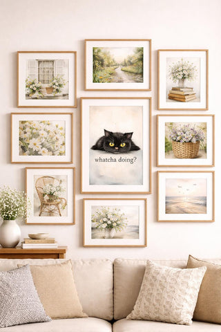 Funny Black Cat Print – "Whatcha Doing?" Curious Pet Wall Art (A4 A3)