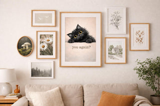 Funny Black Cat Print – “You Again?” Quirky Wall Art – Cat Lover Decor (A4 A3)