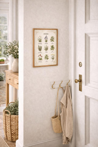 Vintage Herb Chart Print – Botanical Wall Art, Antique Kitchen Poster