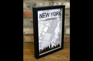 New York City Map Art – Framed Skyline Street Map Decor, NYC Gift Wall
