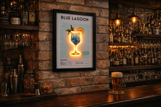 Blue Lagoon Cocktail LED Neon Sign | Bar Wall Decor, Man Cave Light