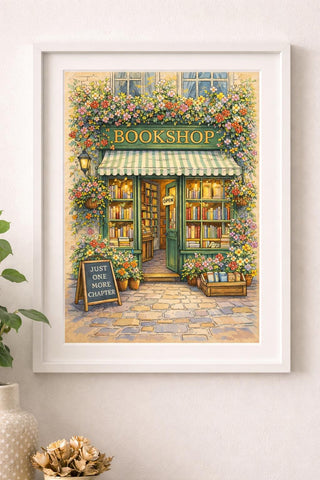 Bookshop Print – "Just One More Chapter" Literary Wall Art (A4 A3)