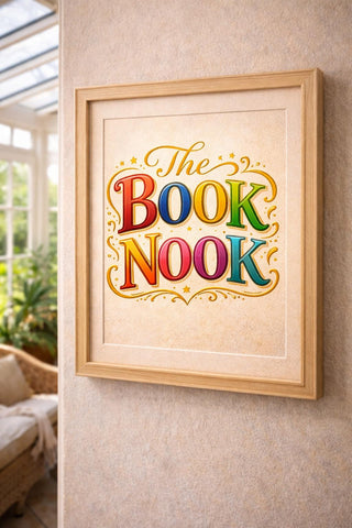 The Book Nook Print | Colourful Reading Corner Wall Art | Book Lover Poster (A4, A3)