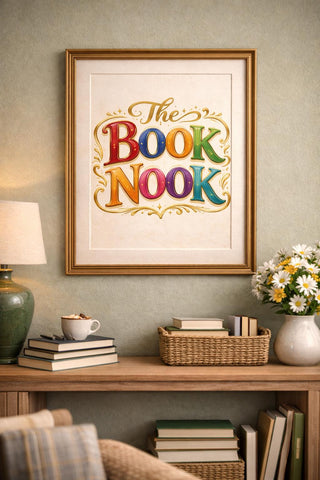 The Book Nook Print | Colourful Reading Corner Wall Art | Book Lover Poster (A4, A3)