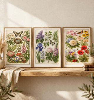 Vintage Botanical Print Set | Natural History Floral Illustration Poster (A4 A3)