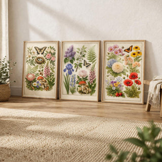 Vintage Botanical Print Set | Natural History Floral Illustration Poster (A4 A3)