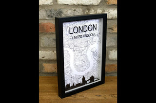 Framed London Map Art – Detailed Street Map Skyline Decor – Black White UK City Print