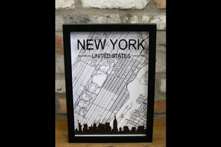 New York City Map Art – Framed Skyline Street Map Decor, NYC Gift Wall