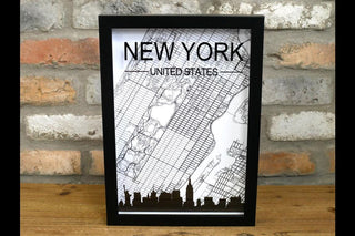 New York City Map Art – Framed Skyline Street Map Decor, NYC Gift Wall