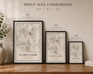 Disney Theme Park Map Print | Florida, California , Tokyo Resort | Luxury Travel Poster | Available in A5, A4 & A3 | Gift for Disney Fans