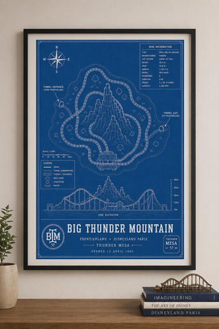 Big Thunder Mountain Blueprint Print, Disneyland Paris Attraction Art (A5/A4/A3)