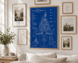 Sleeping Beauty Castle Blueprint Print, Disneyland Paris Attraction Art (A5/A4/A3)