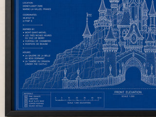 Sleeping Beauty Castle Blueprint Print, Disneyland Paris Attraction Art (A5/A4/A3)