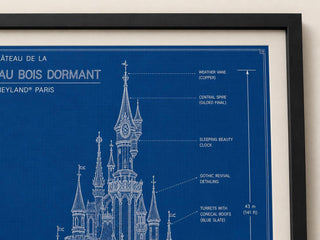 Sleeping Beauty Castle Blueprint Print, Disneyland Paris Attraction Art (A5/A4/A3)