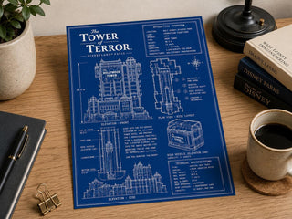 Tower Of Terror Ride, Blueprint Print, Disneyland Paris Attraction Art (A5/A4/A3)
