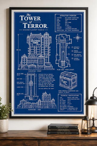 Tower Of Terror Ride, Blueprint Print, Disneyland Paris Attraction Art (A5/A4/A3)