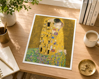 The Kiss Print | Gustav Klimt Inspired Gold Romantic Wall Art, Bedroom Decor (A4 A3)