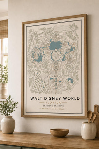 Disney Theme Park Map Print | Florida, California , Tokyo Resort | Luxury Travel Poster | Available in A5, A4 & A3 | Gift for Disney Fans