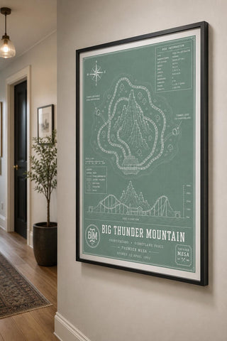 Big Thunder Mountain Blueprint Print, Disneyland Paris Attraction Art (A5/A4/A3)