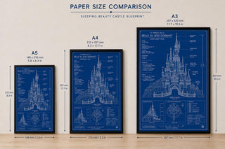 Sleeping Beauty Castle Blueprint Print, Disneyland Paris Attraction Art (A5/A4/A3)