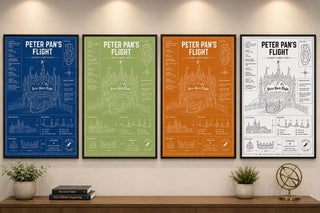 Peter Pan's Flight Blueprint Print, Disneyland Paris Attraction Art (A5/A4/A3)
