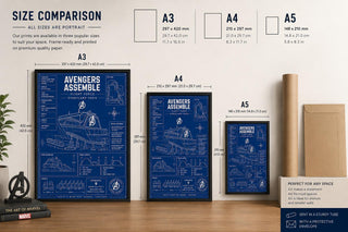 Avengers Assemble: Flight Force, Blueprint Print, Disneyland Paris Attraction Art (A5/A4/A3)
