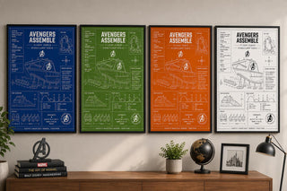 Avengers Assemble: Flight Force, Blueprint Print, Disneyland Paris Attraction Art (A5/A4/A3)