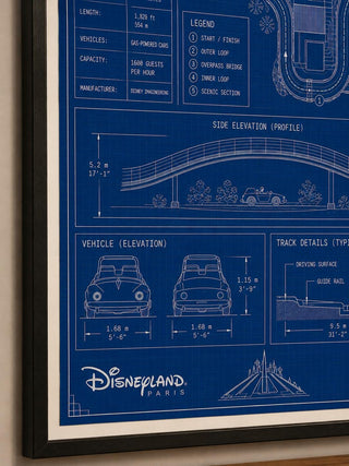 Autopia Ride, Blueprint Print, Disneyland Paris Attraction Art (A5/A4/A3)