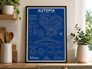 Autopia Ride, Blueprint Print, Disneyland Paris Attraction Art (A5/A4/A3)