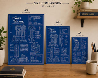 Tower Of Terror Ride, Blueprint Print, Disneyland Paris Attraction Art (A5/A4/A3)