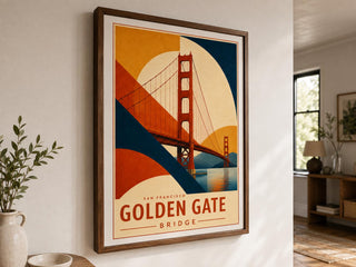Golden Gate Bridge Print, San Francisco Wall Art, Abstract Travel Poster